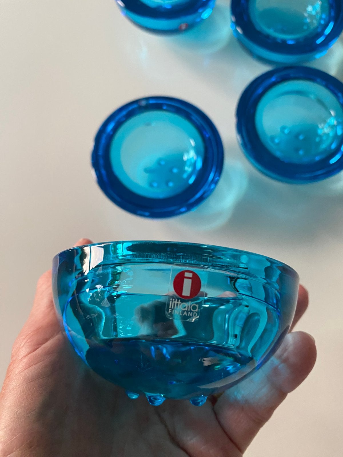 5 iitala waxinelichthouders hel blauw, Antiek en Kunst, Ophalen of Verzenden