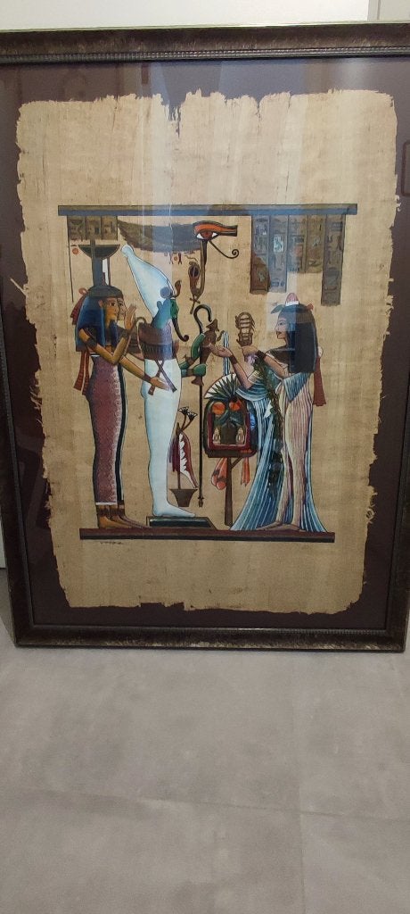 cadre papyrus, Antiquités & Art, Art | Art non-occidental, Enlèvement, Décoration murale, 108 cm, Encadré