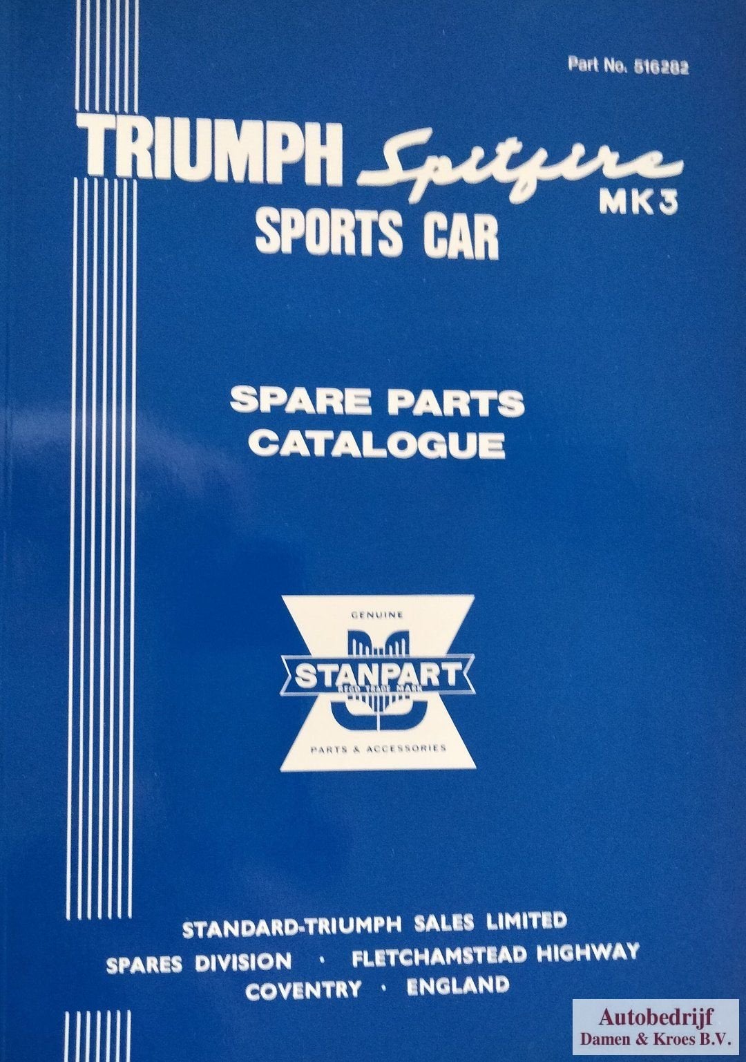 Triumph Spitfire MK3 Sports Car Spare Parts Catalogue 516282, Enlèvement ou Envoi