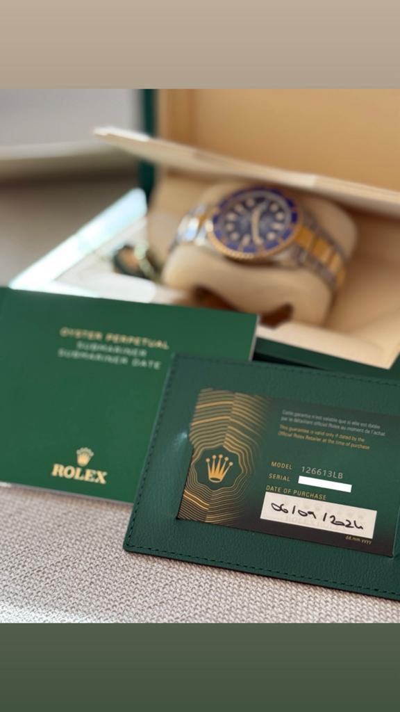 Rolex Submariner Date Bluesy full set 126613LB, Ophalen, Rolex, Polshorloge, Zo goed als nieuw
