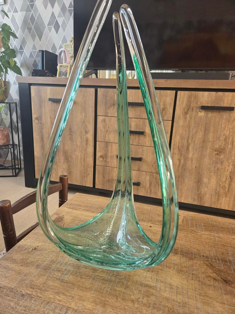 Panier en verre  à goutte asymétrique cristal, Antiquités & Art, Enlèvement
