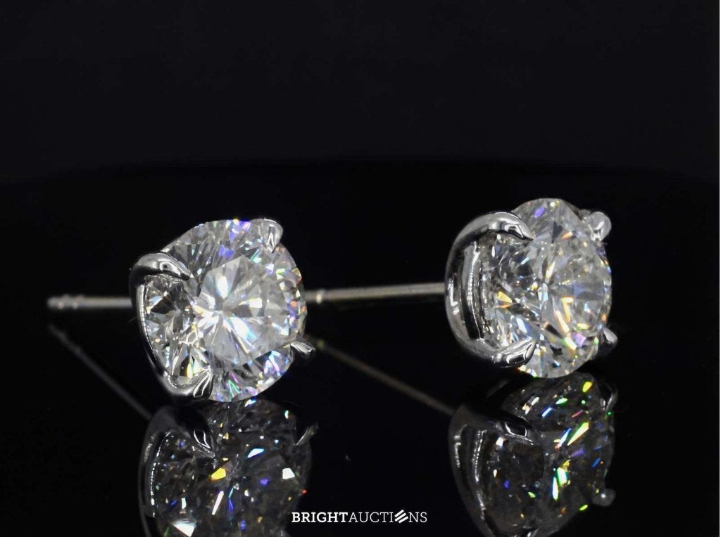 Witgouden diamanten oorbellen van 3.00 carat, Bijoux, Sacs & Beauté, Boucles d'oreilles, Diamant, Niet ingevuld, Or, Enlèvement