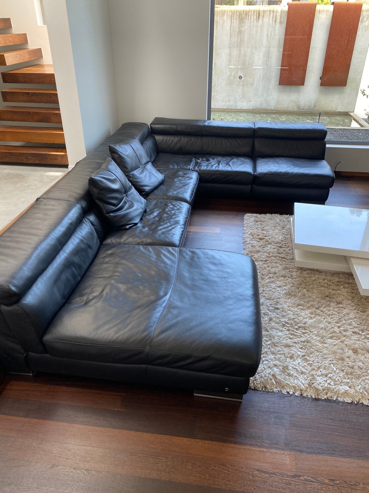 Lederen Natuzzi zithoek, Huis en Inrichting, Ophalen, Zo goed als nieuw