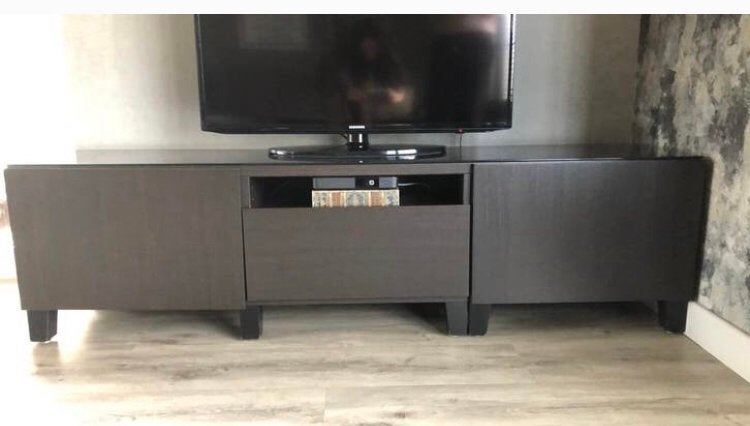Meuble TV avec plateau en verre, Maison & Meubles, Enlèvement, Comme neuf