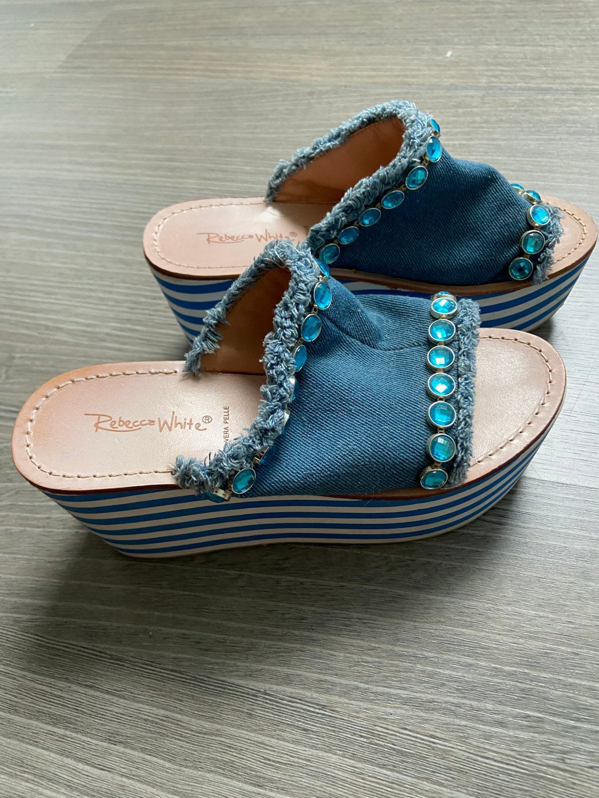 Slip-on compensé pour femme, couleur denim, taille 38, Enlèvement, Comme neuf