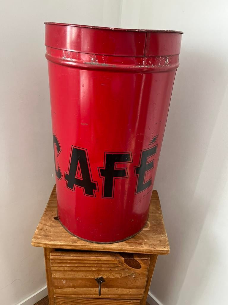 Oude blikken koffie ton 50cm, Ophalen, Gebruikt, Koffie