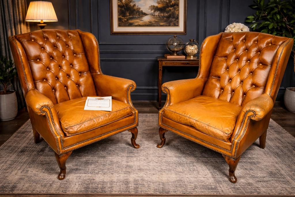 2 fauteuils Bergère Chesterfield ultra haut de gamme, Enlèvement, Utilisé, Cuir