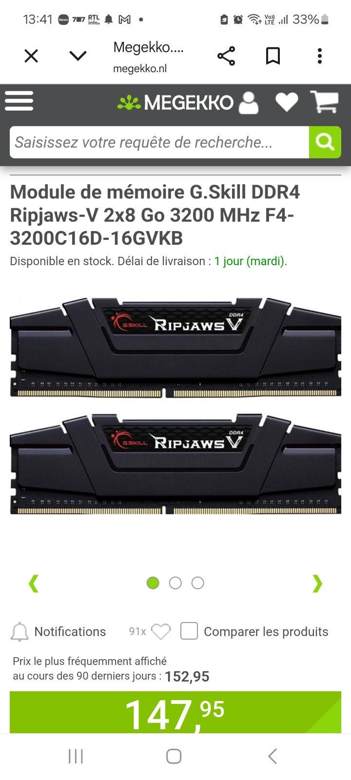 ripjaws ddr4, Informatique & Logiciels, DDR4, Comme neuf, Enlèvement, 16 GB