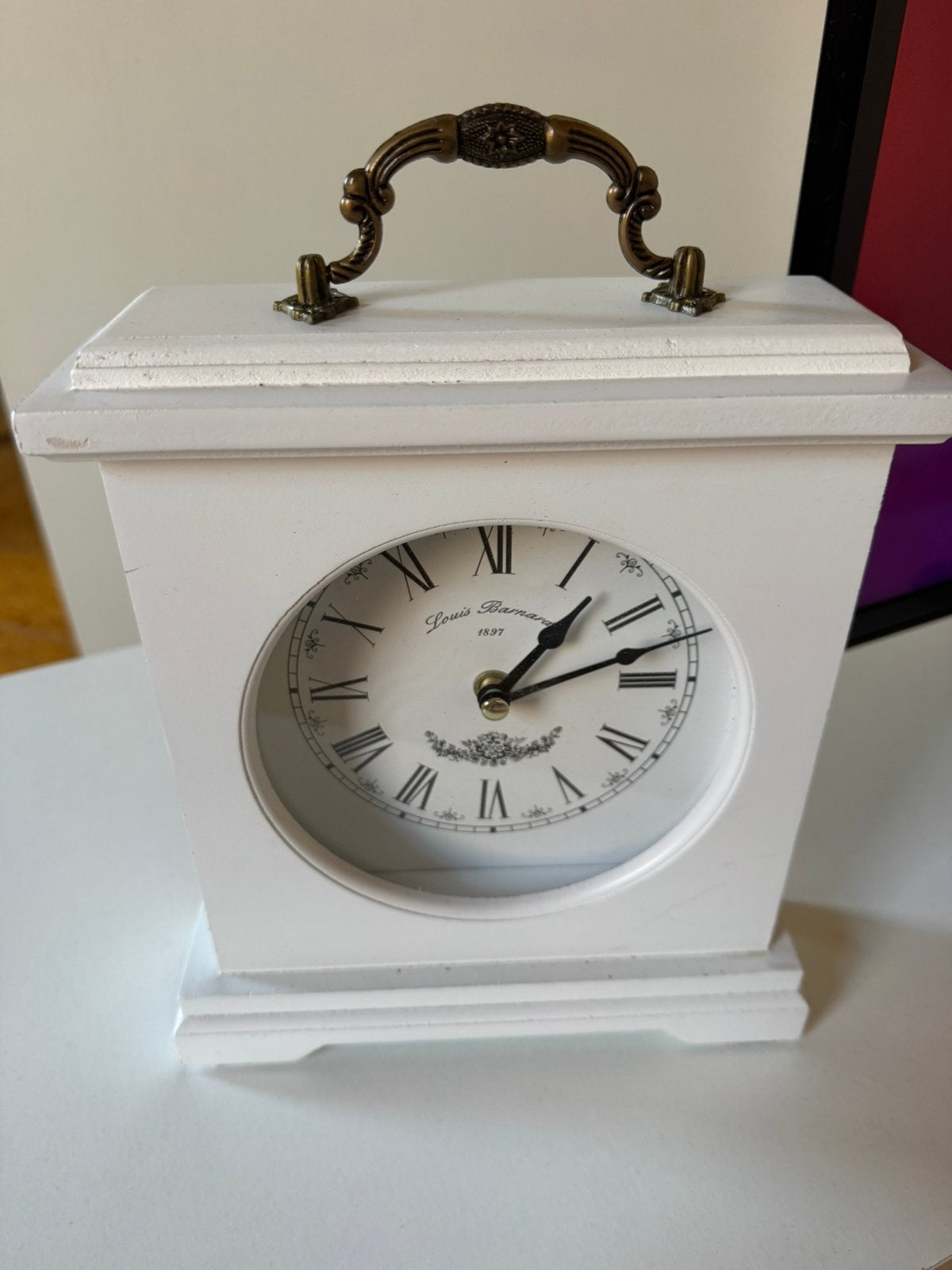 Horloge de table  – bois blanc, Campagne, Comme neuf, Enlèvement, Horloge de table