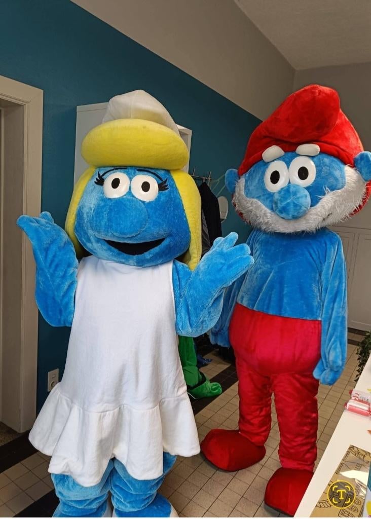 Te koop smurfin en groote smurf mascotte pak  doe een  bod, Ophalen, Zo goed als nieuw, Kleding