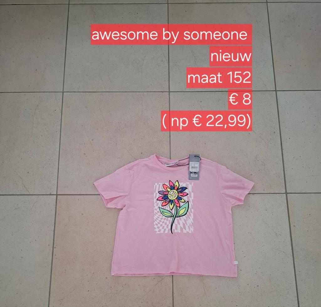 T- shirt nieuw awesome by Someone, Kinderen en Baby's, Kinderkleding | Maat 152, Meisje, Awesome by Someone, Nieuw, Ophalen of Verzenden