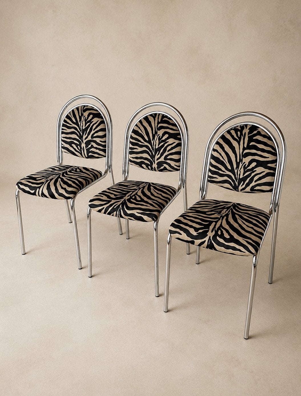 Vintage retro chroom stoelen. €100 pp, Ophalen, Zo goed als nieuw
