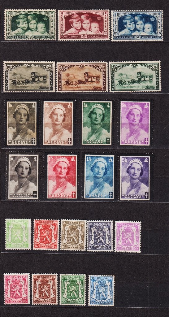 België 1935 volledig jaar zonder blok, Postzegels en Munten, Verzenden, Postfris, Spoor van plakker