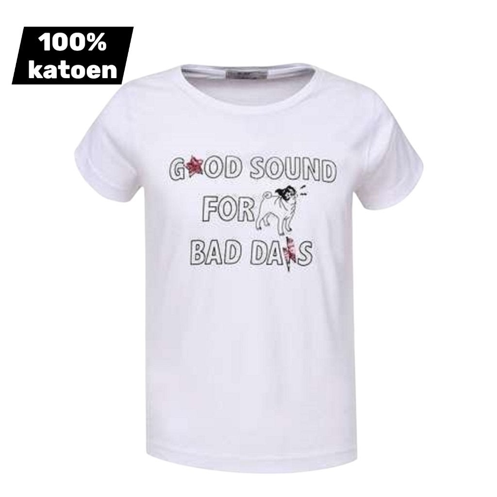 Tee-shirt 100 % coton good sound blanc 146, Enlèvement ou Envoi, Neuf, Fille, Chemise ou À manches longues