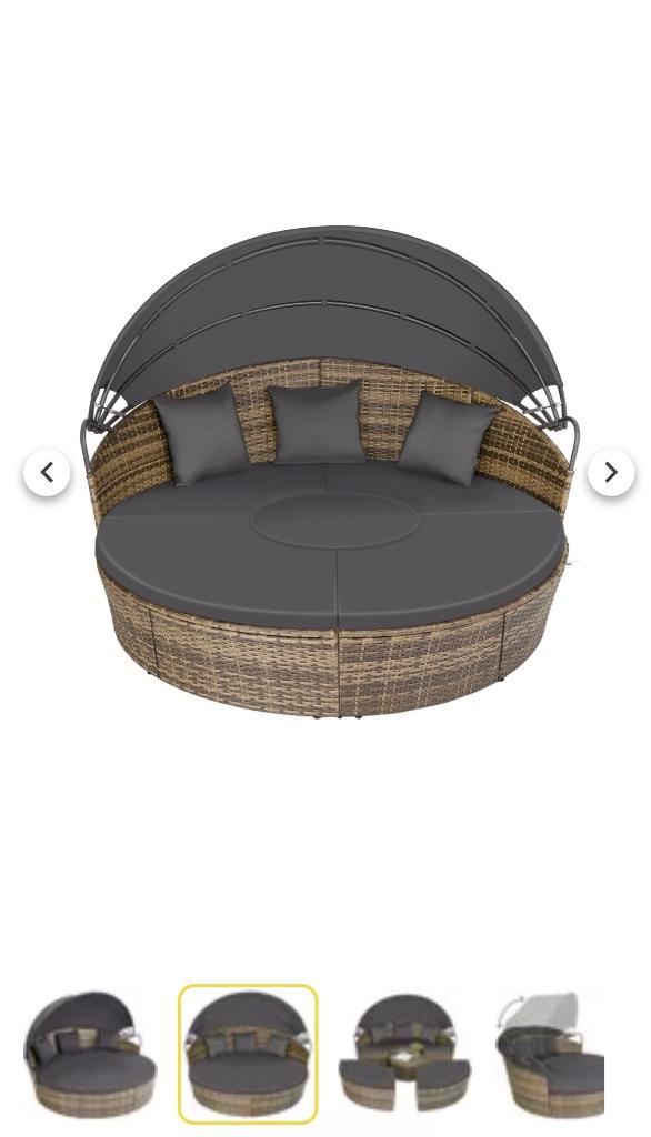 ronde Wicker loungeset, Tuin en Terras, Ophalen, 5 zitplaatsen, Zo goed als nieuw, Loungeset