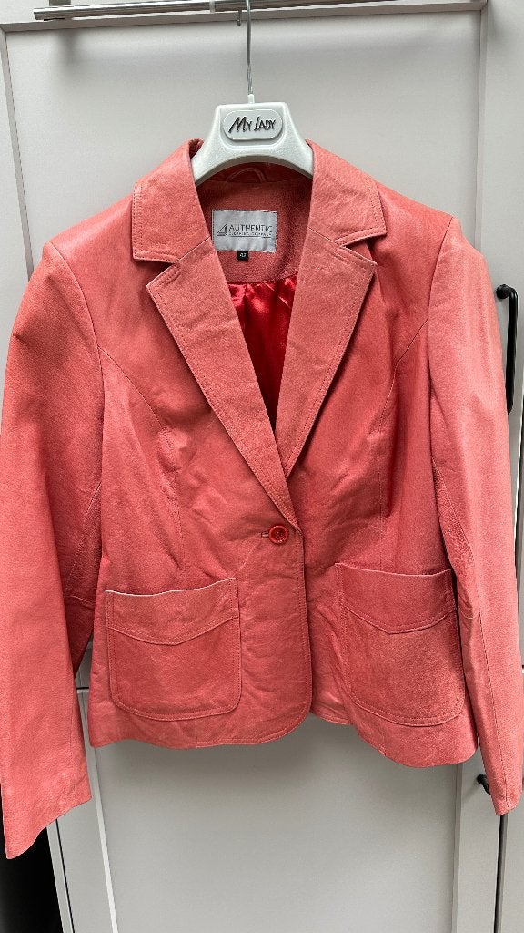 Roze lederen damesjas, Ophalen, Maat 42/44 (L), Jasje, Roze