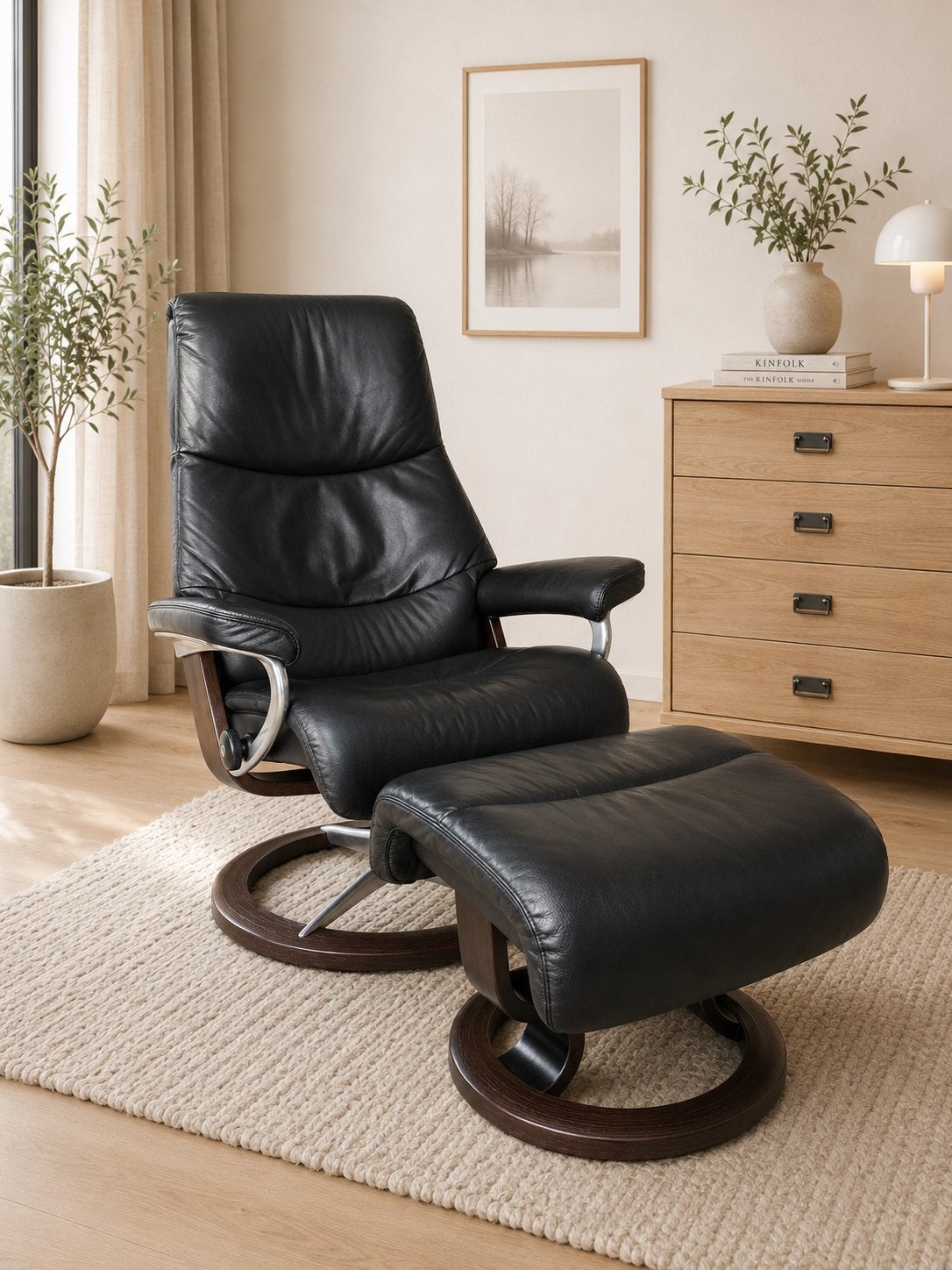 Stressless View relax fauteuil maat M, Ophalen, Zo goed als nieuw, Hout