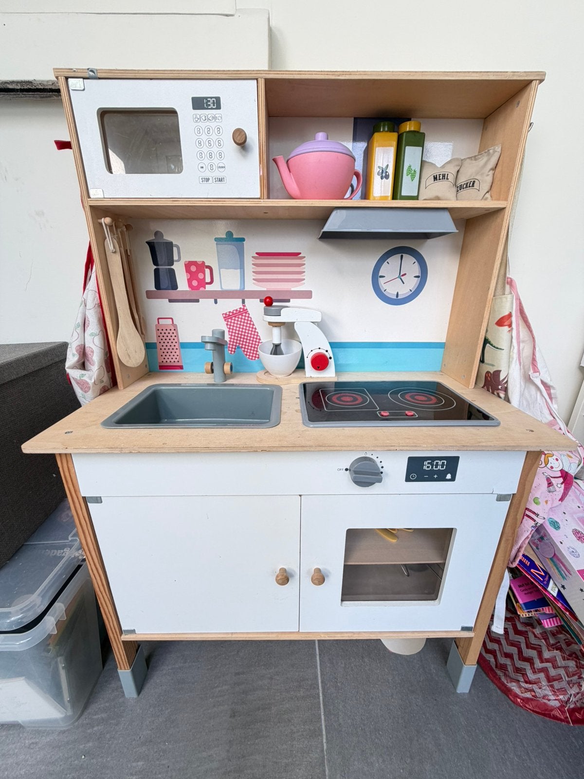 Houten kinderkeuken met veel accessoires, Ophalen, Zo goed als nieuw