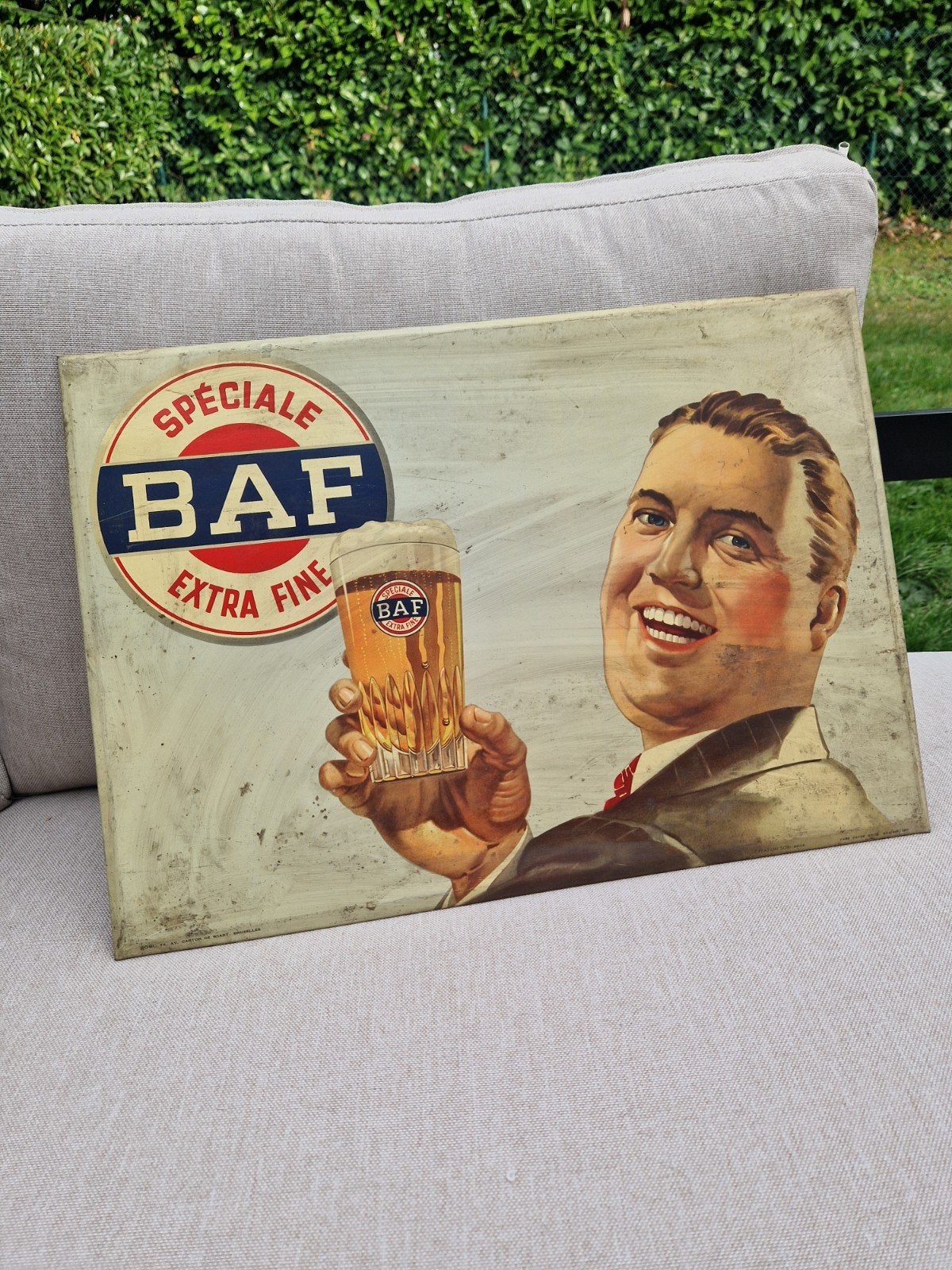 Ancienne plaque publicitaire Bière BAF – Spéciale Extra Fine, Collections, Enlèvement ou Envoi