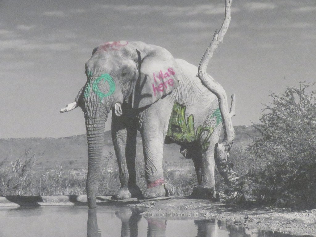 Giclée Small Fry I Was Here Elephant N 06/40, Antiquités & Art, Numéroté, Enlèvement ou Envoi, Giclée