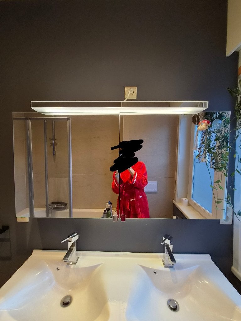 Spiegelkast met 2x verlichting, Ophalen, 100 tot 150 cm, Minder dan 25 cm, Minder dan 100 cm