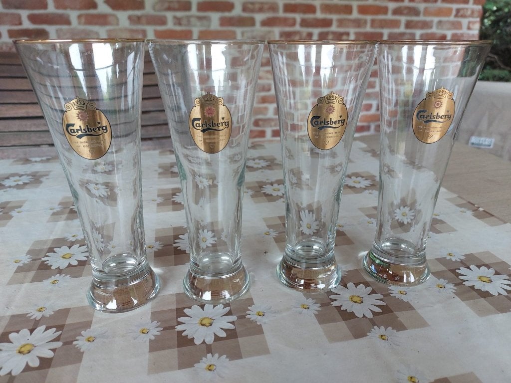 Vintage bierglazen Carlsberg, Ophalen of Verzenden, Zo goed als nieuw, Glas of Glazen, Overige merken