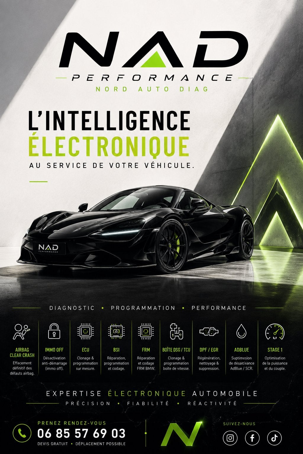 NAD PERFOR  DIAGNOSTIC ÉLECTRONIQUE PERFORMANCE CODAGE, Auto diversen, Autogereedschap, Ophalen