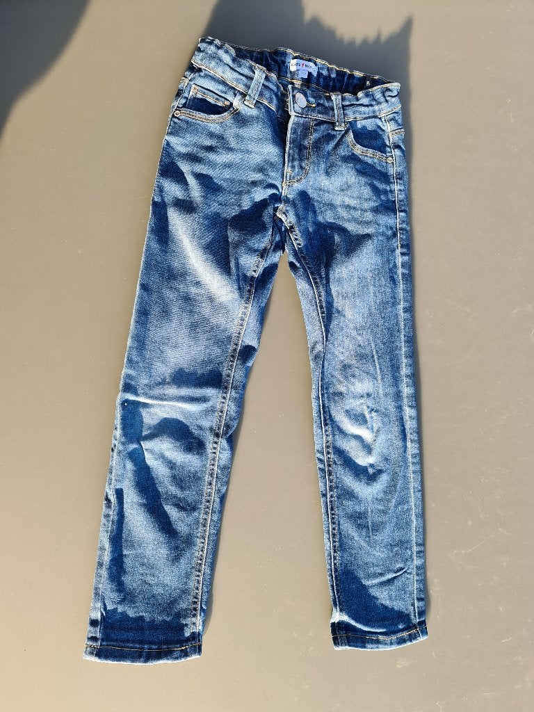 blauwe jeans broek, Kidz Nation, 122, Enfants & Bébés, Vêtements enfant | Taille 122, Enlèvement, Comme neuf, Pantalon