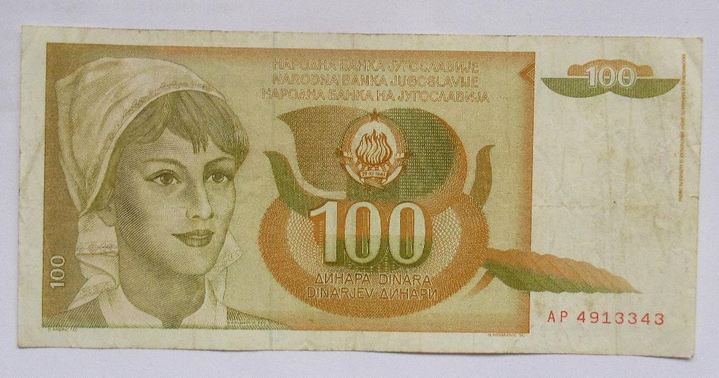 Joegoslavië 100 Dinara 1990, Postzegels en Munten, Bankbiljetten | Europa | Niet-Eurobiljetten, Verzenden, Joegoslavië