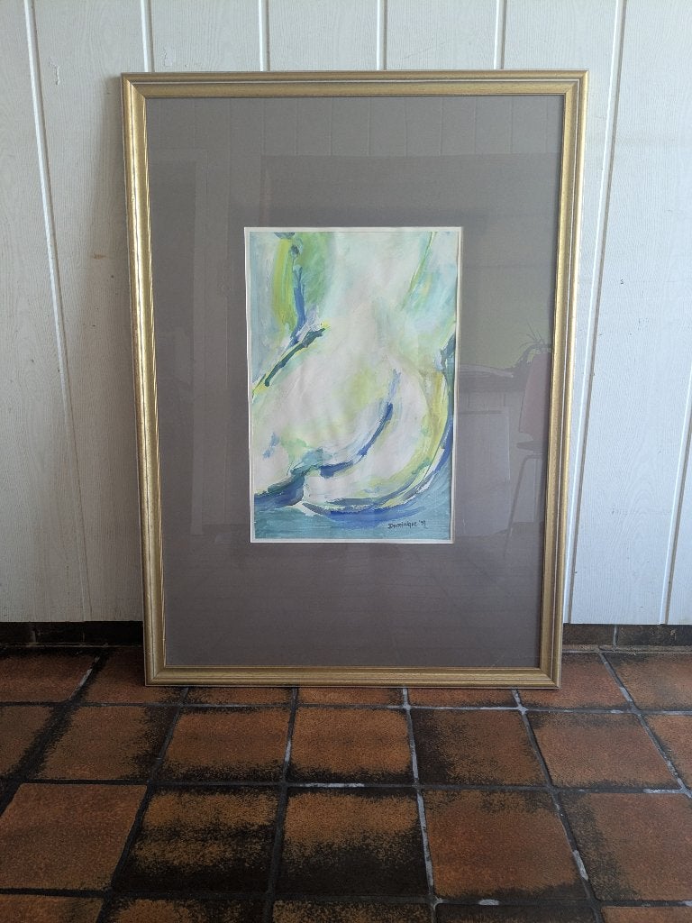 tekening naakt - gesigneerd - grote kader, Antiek en Kunst, Ophalen