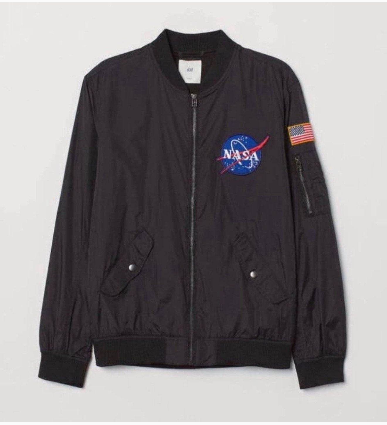 Veste H&M Nasa blouson bomber L veste pilote Space Travel, Enlèvement ou Envoi, Comme neuf, Taille 52/54 (L), Noir