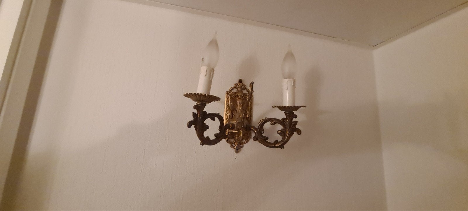 Klassieke Wandlamp  (2-lichts) – Vintage Ro, Ophalen, Goud, Wandlamp, Inclusief lichtbron