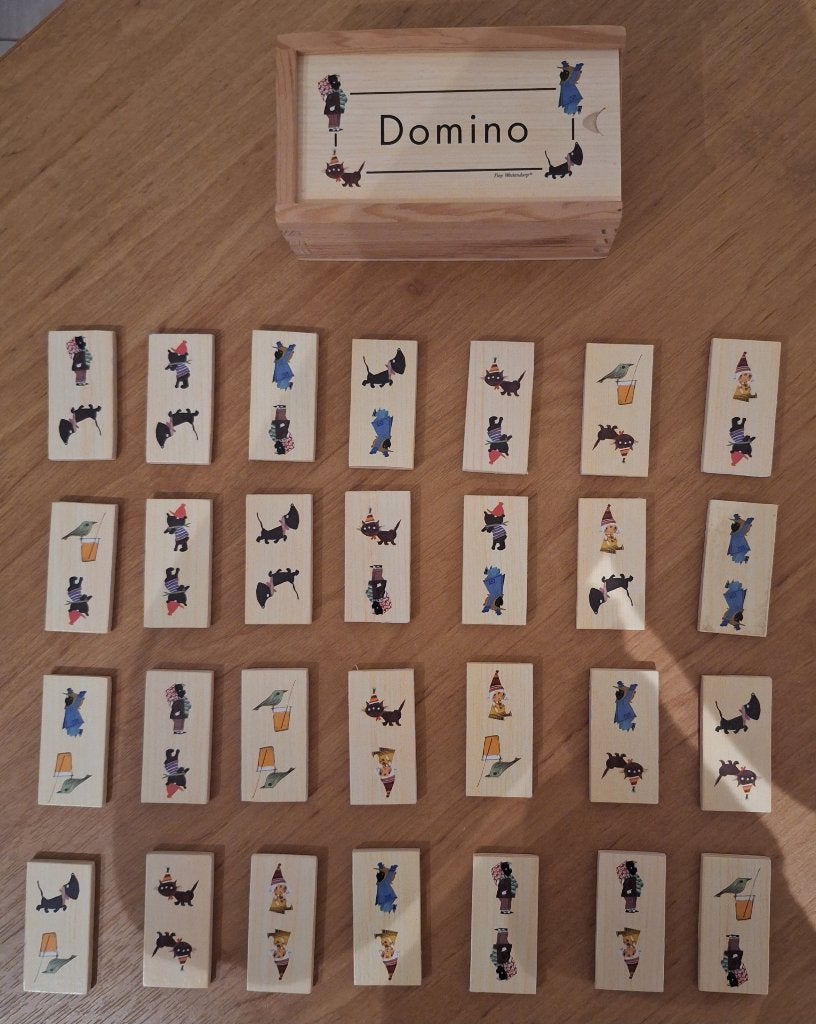 28-delig houten dominospel met als thema Jip & Janneke, Drie of vier spelers, Ophalen of Verzenden, Zo goed als nieuw, Onbekend