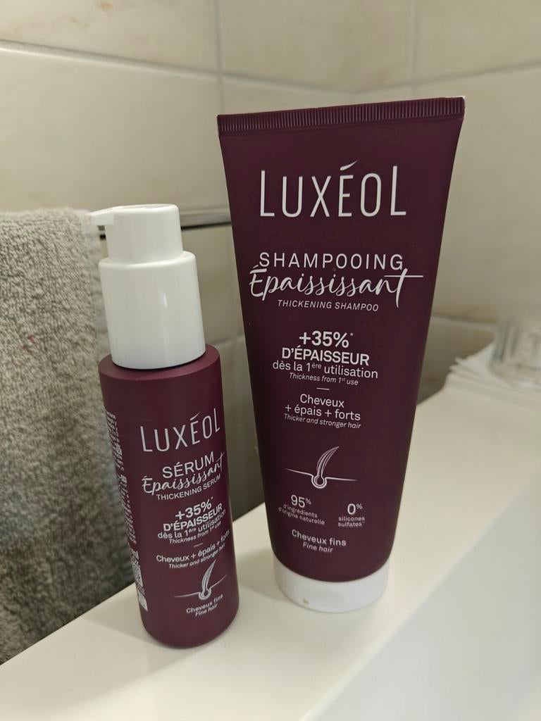 Luxéol shampooing épaississant + sérum, Enlèvement ou Envoi, Comme neuf, Soin des cheveux ou Soin réparateur des cheveux
