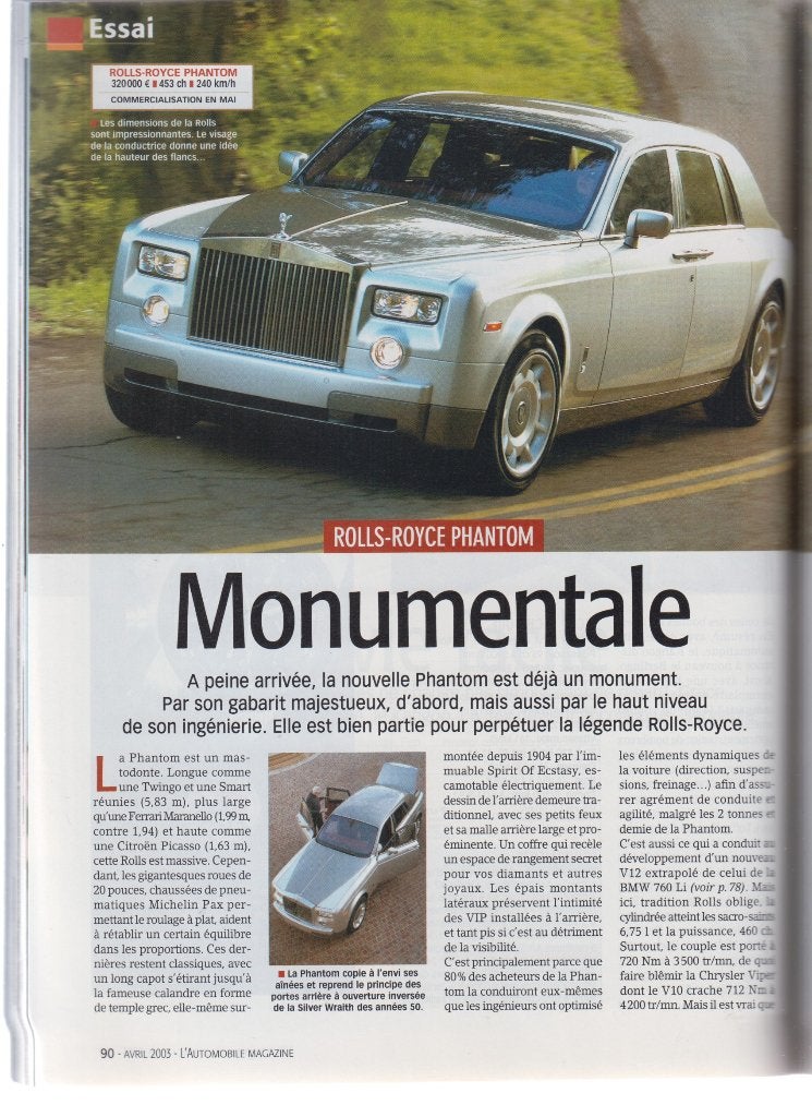 Rolls Royce Phantom année 2003 voiture de collection, Verzenden, Gelezen