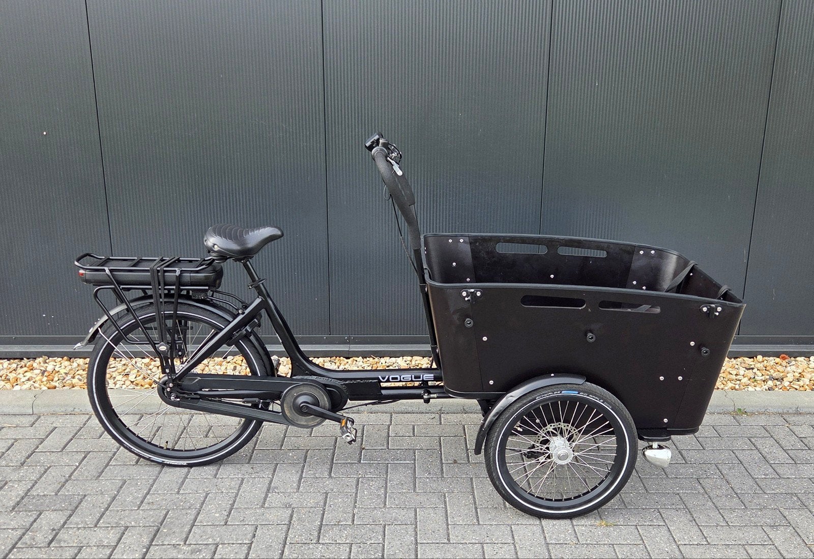 Prachtige Vogue Carry 3 elec Driewielbakfiets  Mat zwart, 4 kinderen of meer, Elektrisch, Schijfrem, Ophalen