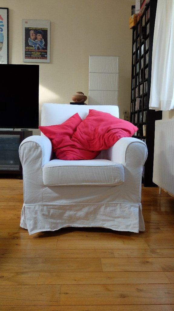 Fauteuil IKEA blanc – housse amovible – très peu utilisé, Maison & Meubles, 75 à 100 cm, Bois, Enlèvement, Utilisé