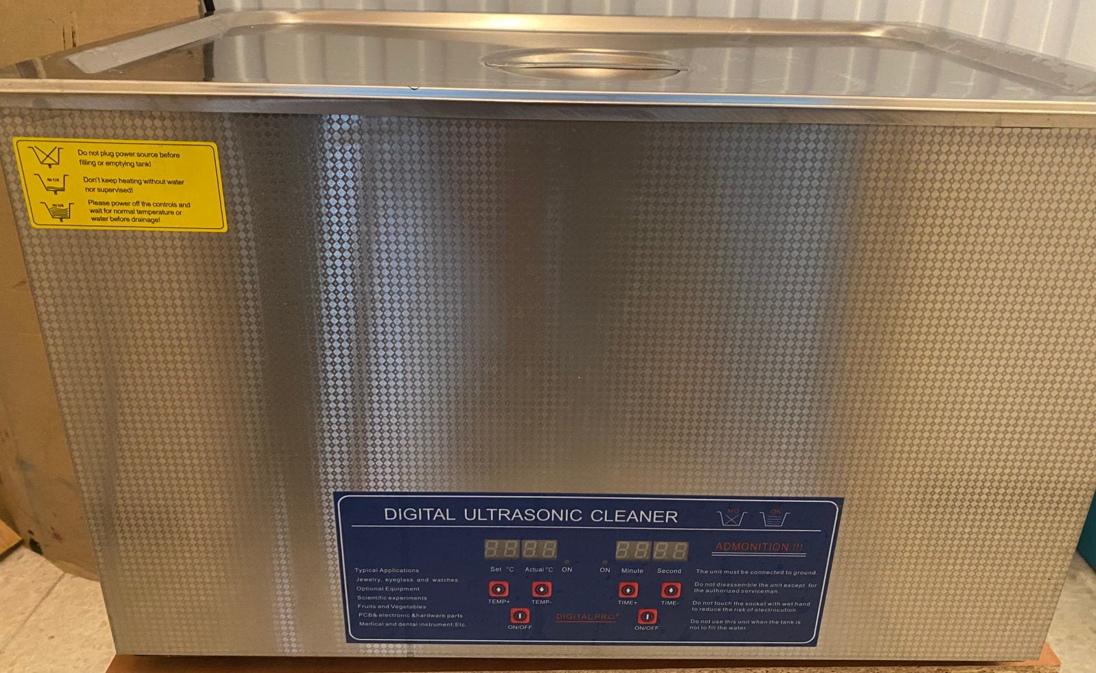 Bassin nettoyage ultrason professionel 28L chauffant, Enlèvement