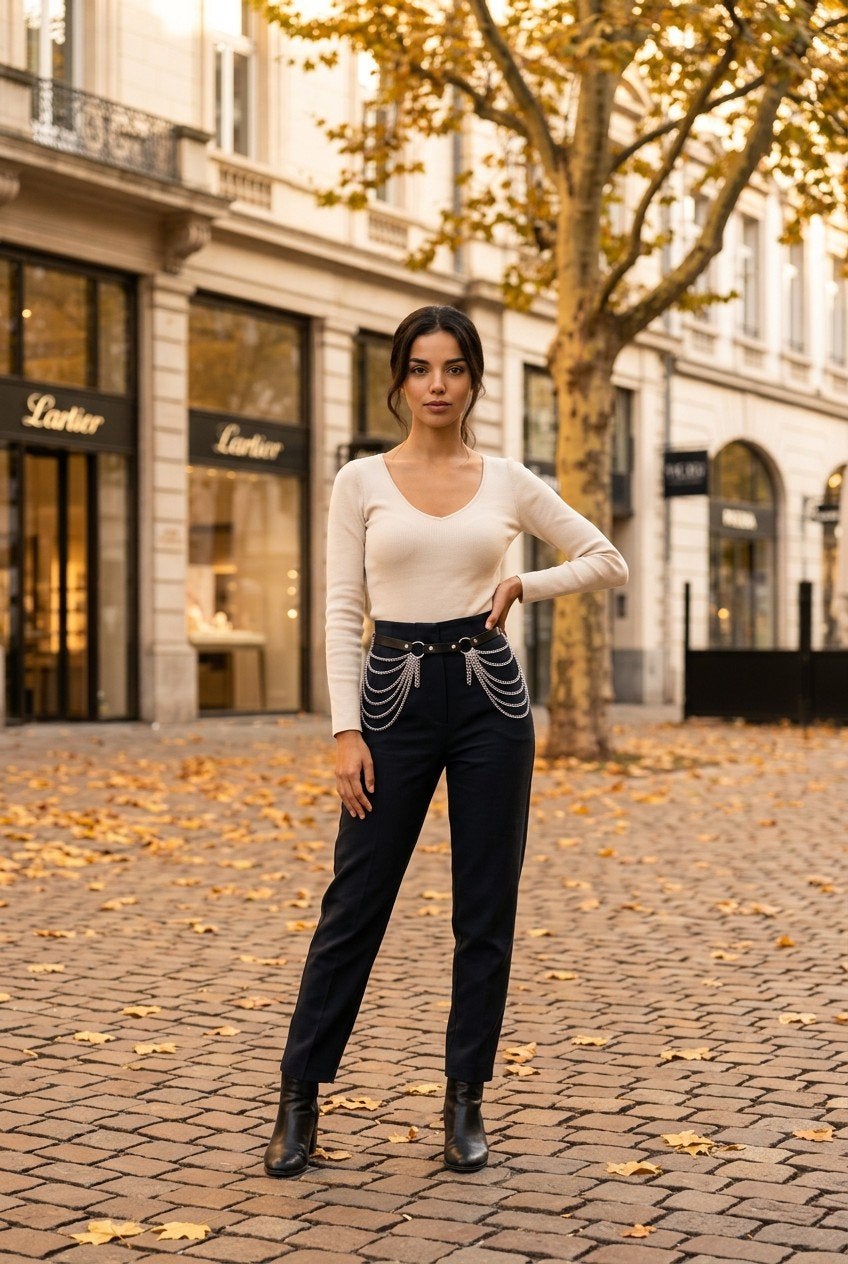 Ceinture gothique avec chaînes décoratives, Kleding | Dames, Broeken en Pantalons, Nieuw, Zwart, Ophalen