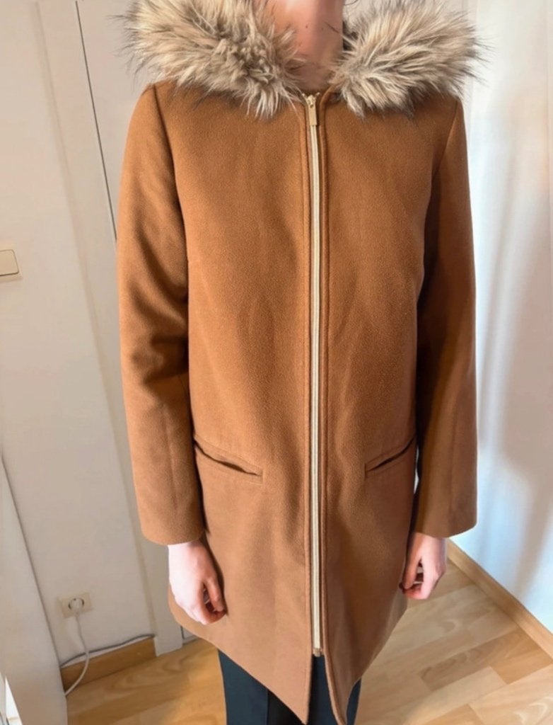 Mantel maat L, Kleding | Dames, Ophalen, Zo goed als nieuw, Maat 42/44 (L), Bruin