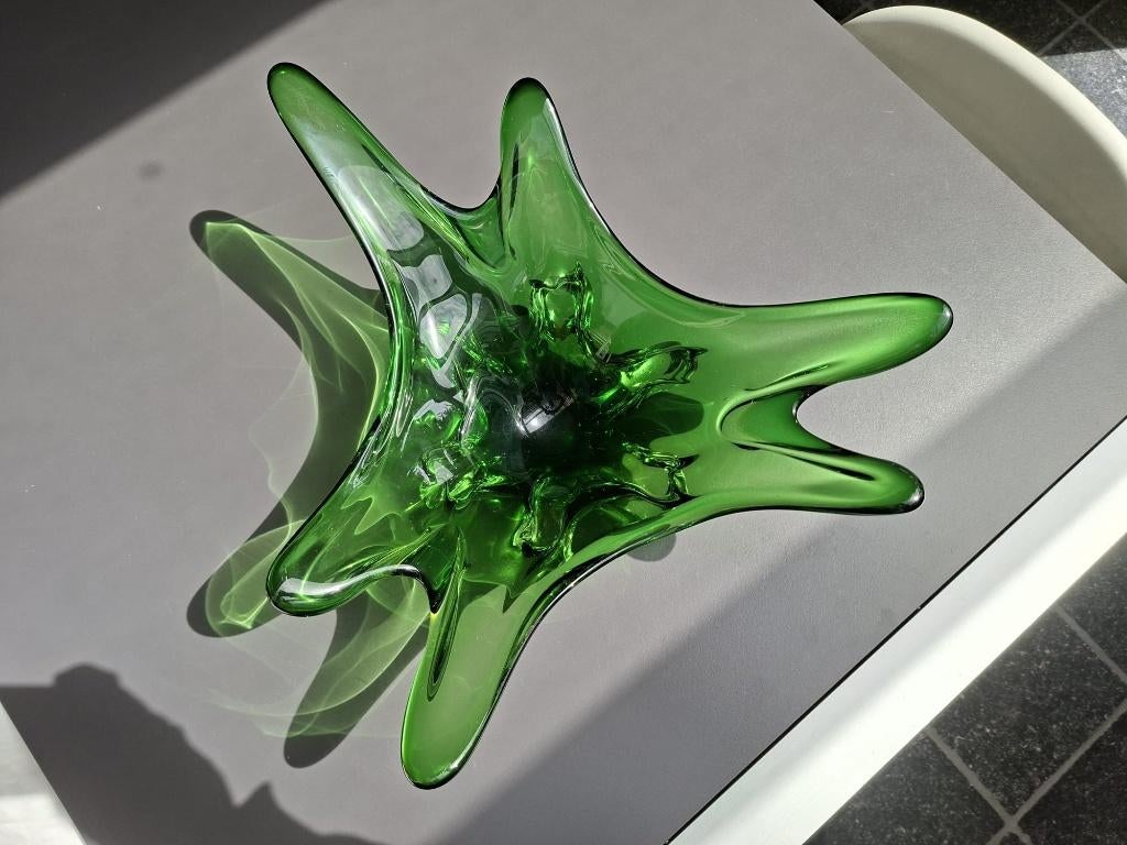 Grote murano schaal, groen. 50 x 45 x 17,5 cm. 5 kg, 70s, Ophalen of Verzenden