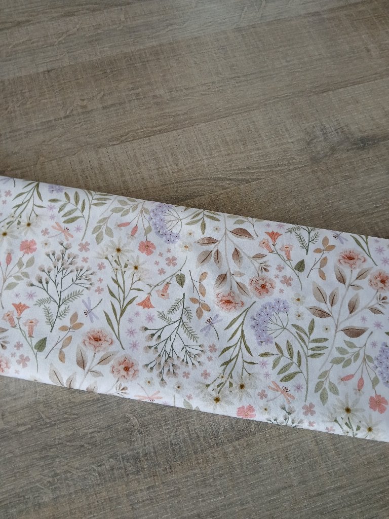 Coupon Poplin katoen fijne bloemen (1,60m), 120 cm of meer, Wit, Nieuw, Ophalen of Verzenden