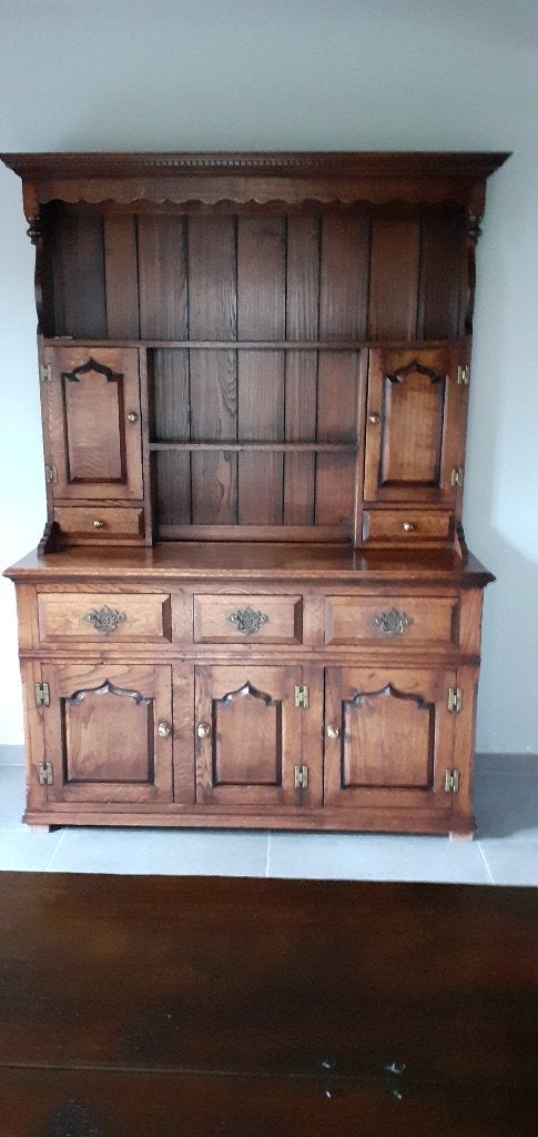 bordenkast massieve eik, Huis en Inrichting, Ophalen, Zo goed als nieuw, Eikenhout, Met lade(s)
