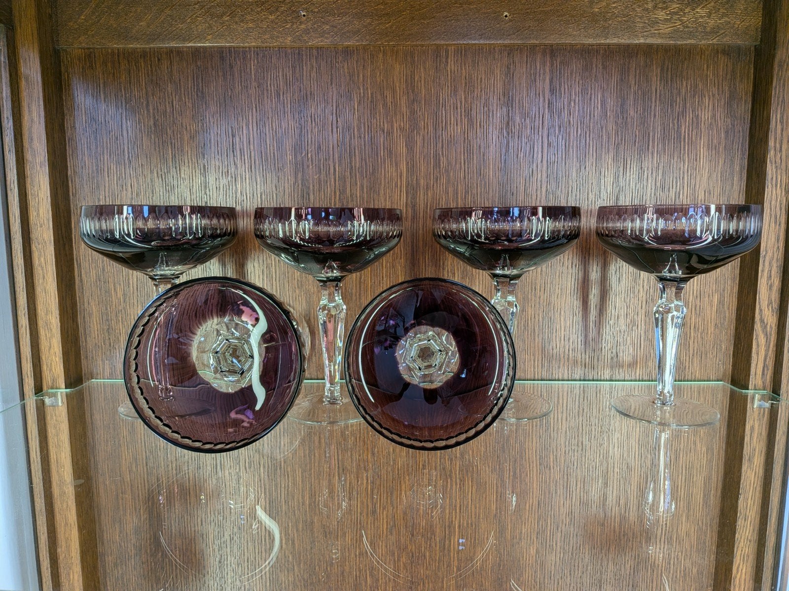 Vintage paarse champagneglazen van amethistkristal, Ophalen of Verzenden