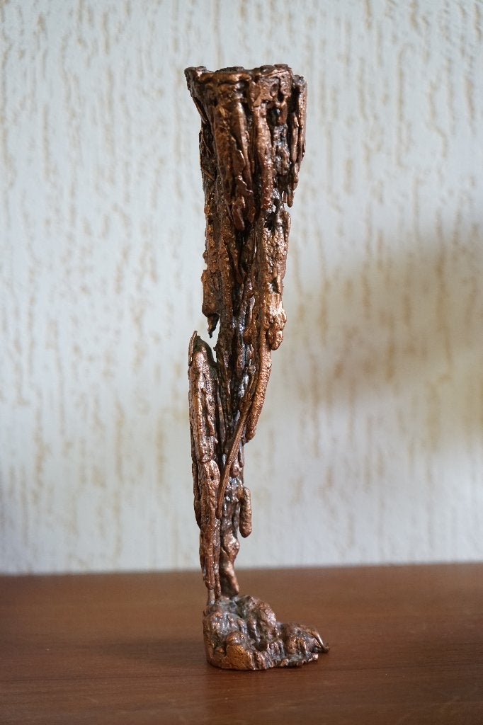 Abstracte koperen sculptuur brutalistisch, Antiek en Kunst, Brutalistisch, Ophalen of Verzenden, 20 - 50 cm, Beeld