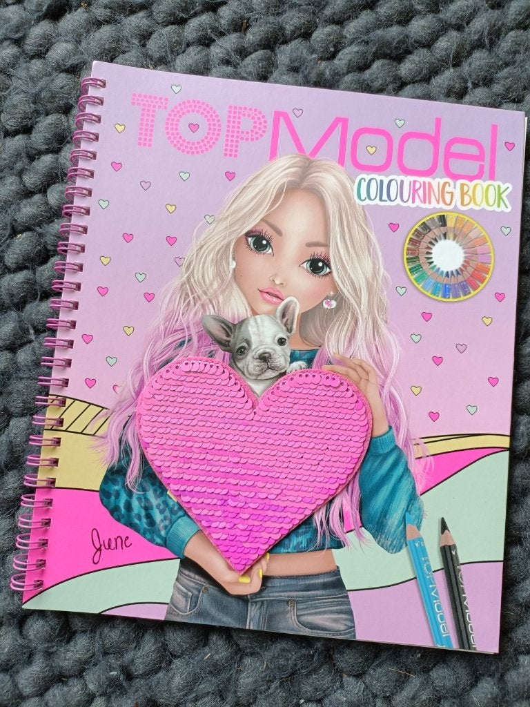 TOPModel kleurboek June met paillettenhart, Enlèvement, Neuf, Papier, Carnet de croquis ou à dessin