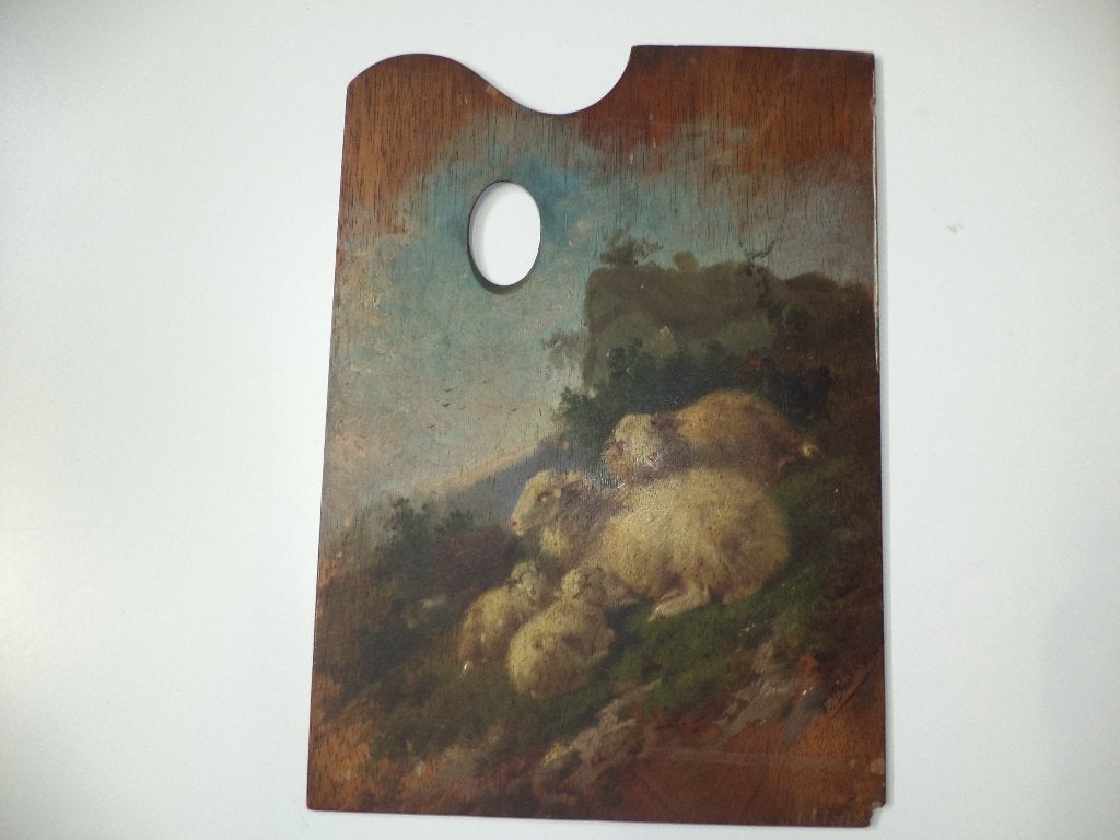 François Backvis olieverf / schilderspalet landschap schapen, Enlèvement ou Envoi