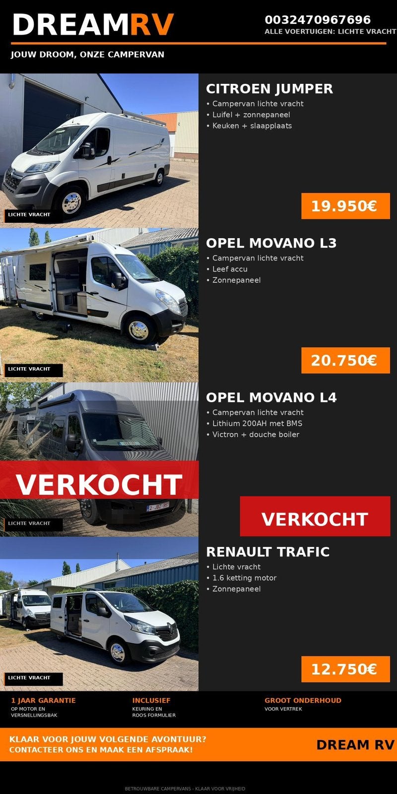 Campervan met garantie, Particulier, Auvent, Réfrigérateur