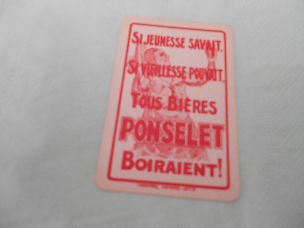 1 dos de carte BRASSERIE PONSELET(Anderlues), Enlèvement ou Envoi, Comme neuf, Carte(s) à jouer