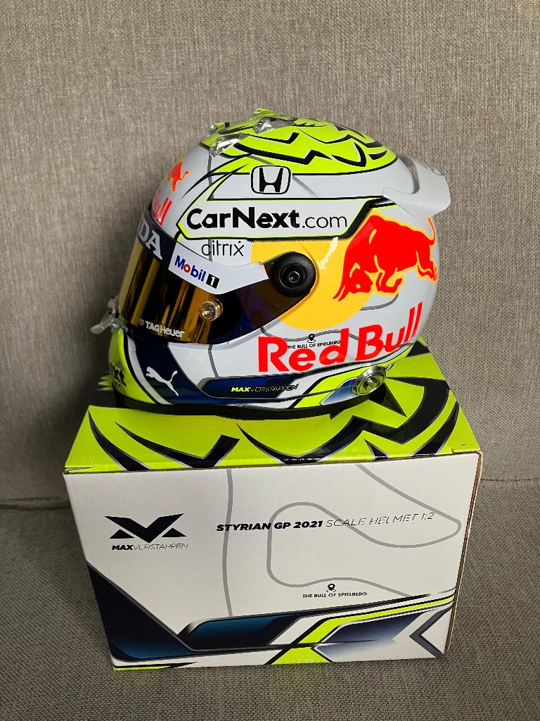 Max Verstappen 1:2 helm 2021 Styrian Fanshop Red Bull, Verzamelen, Ophalen of Verzenden, Nieuw, Formule 1